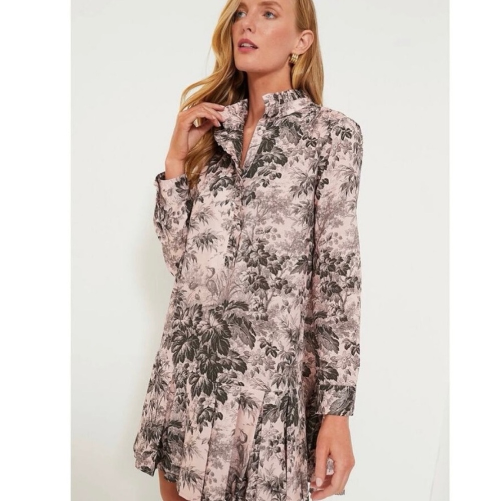 Tuckernuck Tate Black and Pink Pleated A-line Dress